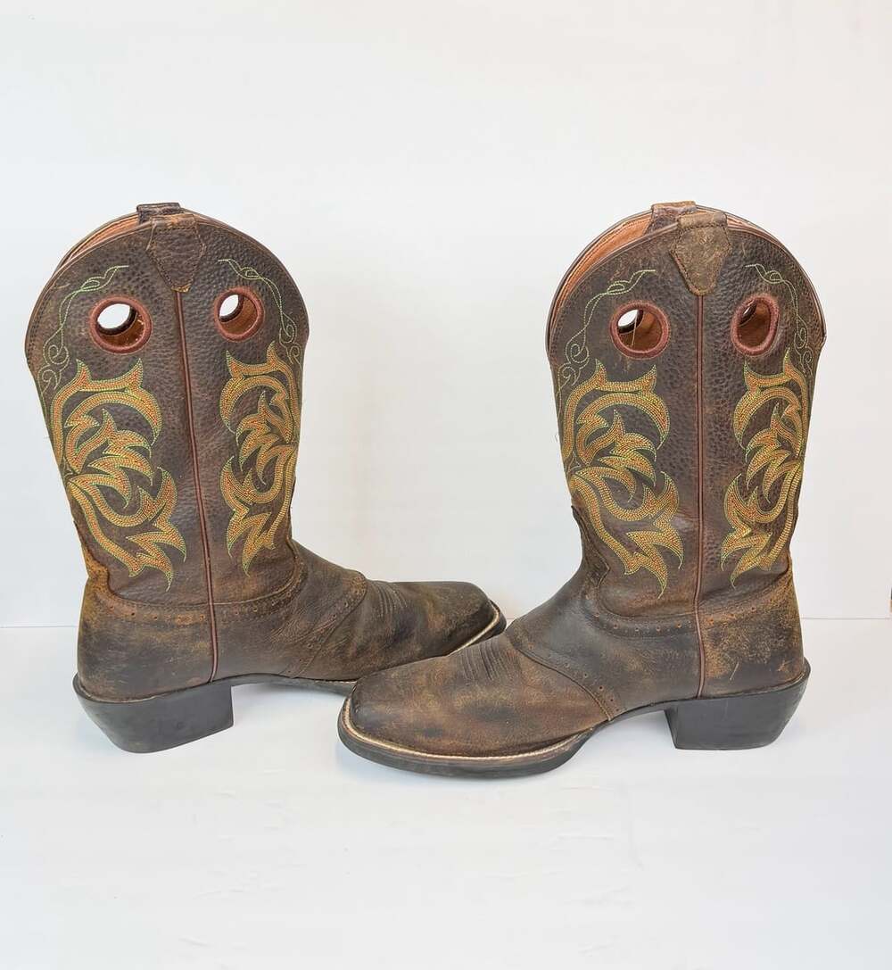 Justin Boots Stampede Style 2523 Size 10.5 D Brown Western Cowboy Boots